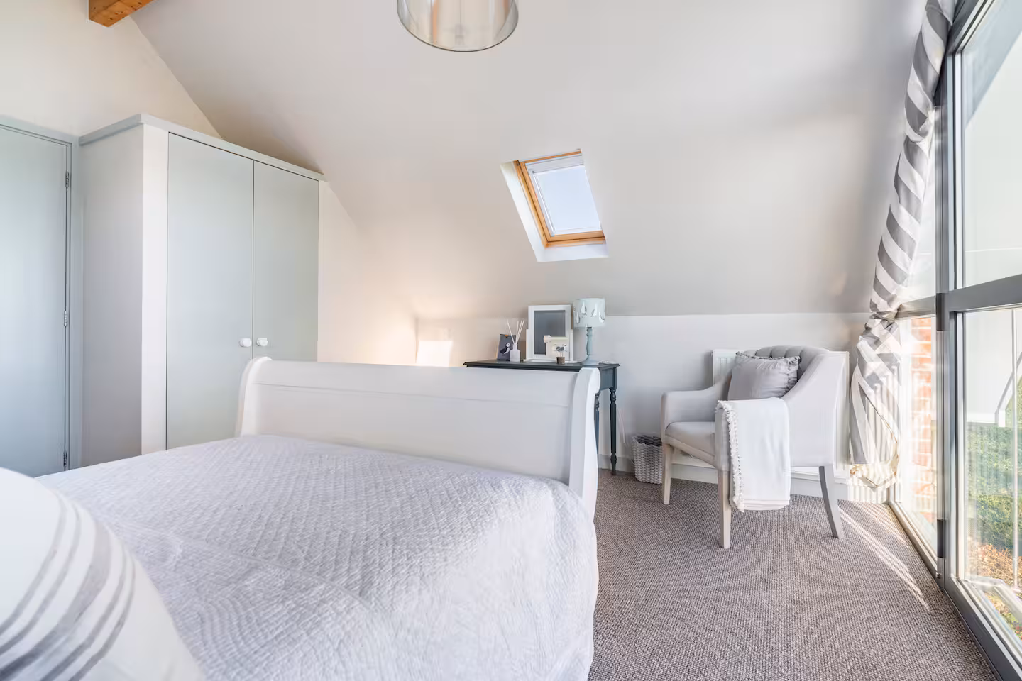 The main bedroom, with its king-size sleigh bed